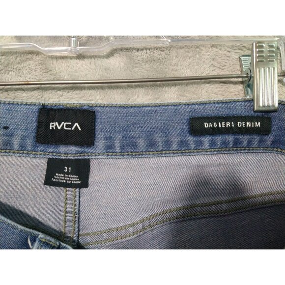 RVCA Jeans Mens 31 x 30 Blue Denim Daggers Straight Leg Mid Rise Skate Surf - Picture 7 of 10